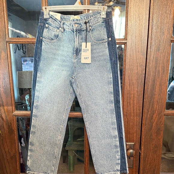 Oat New York Denim - Oat New York Women's High Rise Jeans in Light and Dark‎ Blue Straight Ankle